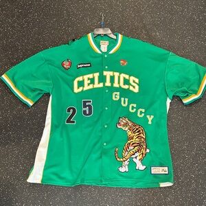 Boston Celtics Green 'Guccy' Tiger Patch Jersey with Supreme Patch